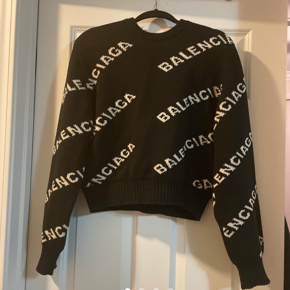 Balenciaga all over cropped wool sweater